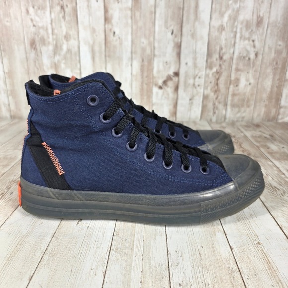 Converse All Star High Top Sneakers Navy Blue Orange Accent Unisex Size‎ 7.5 - Picture 1 of 8